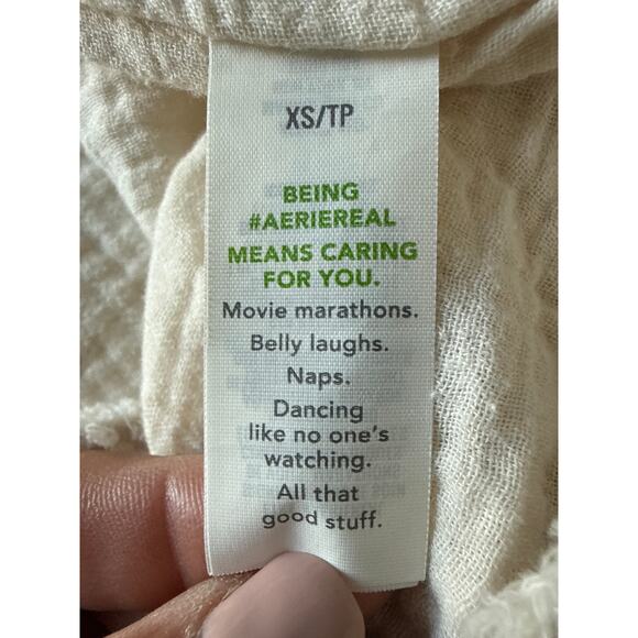 Aerie Pool-To-Party Oversized Cover-Up Shirt in Cappucino Color Black Womens XS - Picture 10 of 11